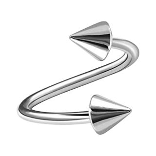 16G Stainless Steel Twist Circular Barbell with Cones - Internally Threaded