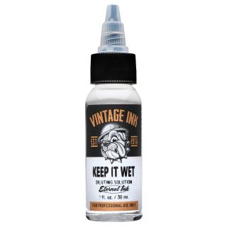 Keep It Wet is a multipurpose additive formulated by our ink mixing team. It is CLEAR and will not alter the hue of the ink.
As the name implies, now you can keep your cap of ink wet as you tattoo. Add a drop or two of Keep It Wet into your ink cap to